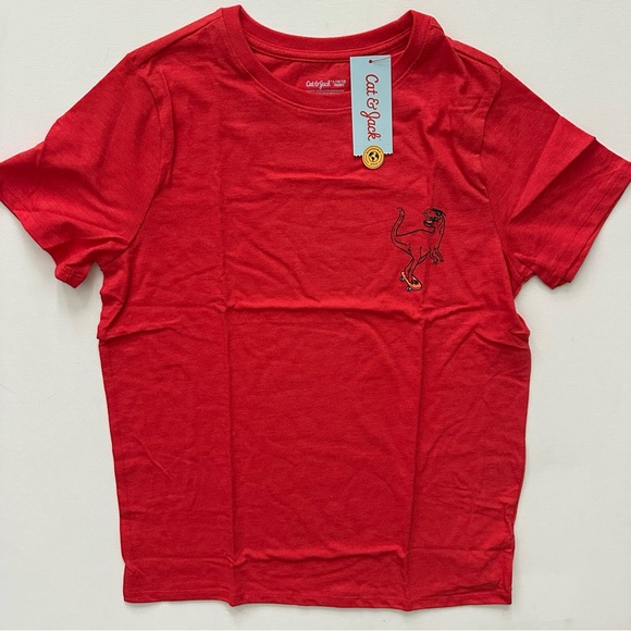 Cat & Jack Red Dinosaur Kids T-Shirt Size L Husky - Picture 2 of 6